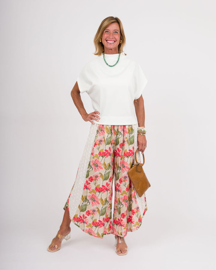 Blair Mock Neck Short Sleeve Top - Off-White