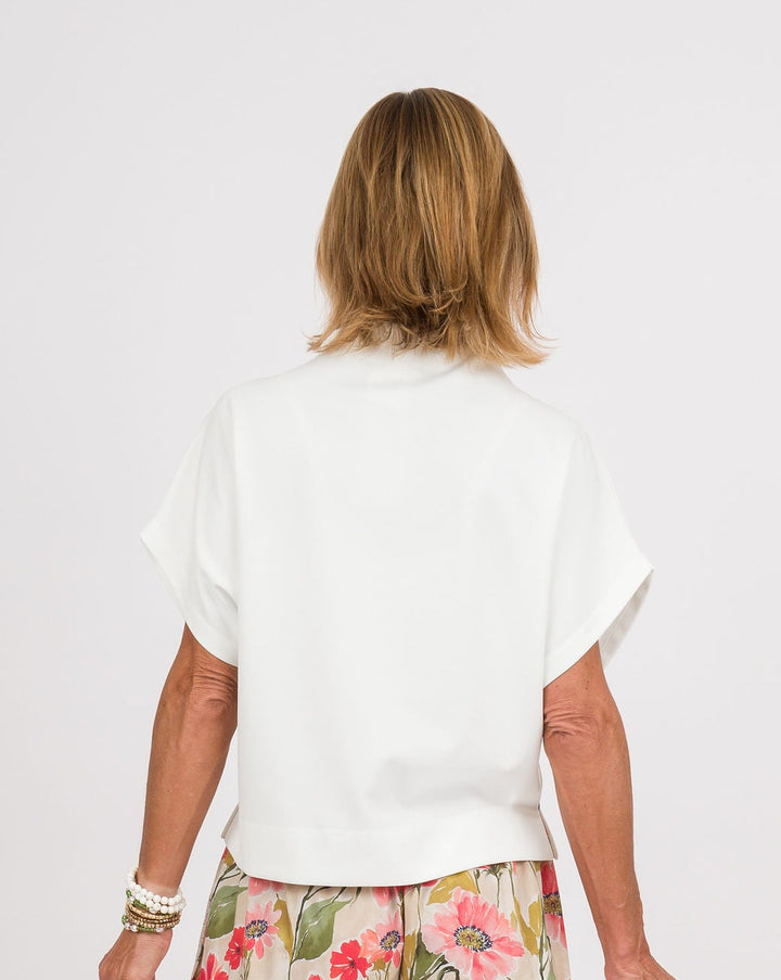 Blair Mock Neck Short Sleeve Top - Off-White