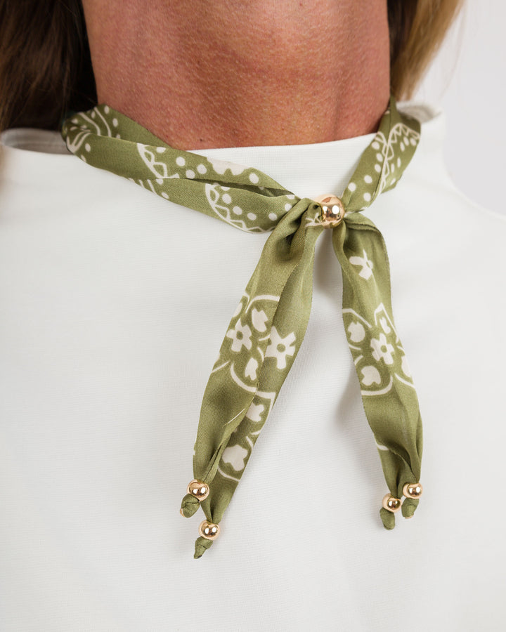 Colored Beads with Scarf Necklace - Green
