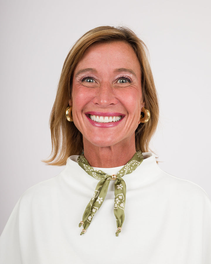 Colored Beads with Scarf Necklace - Green