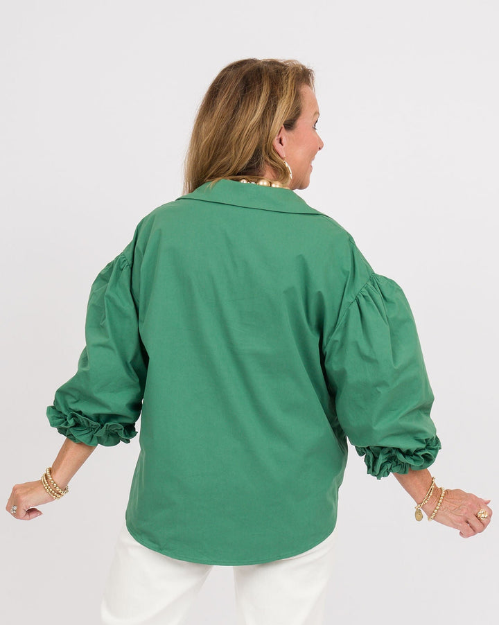 Pacific Green 3/4 Puff Sleeve Top