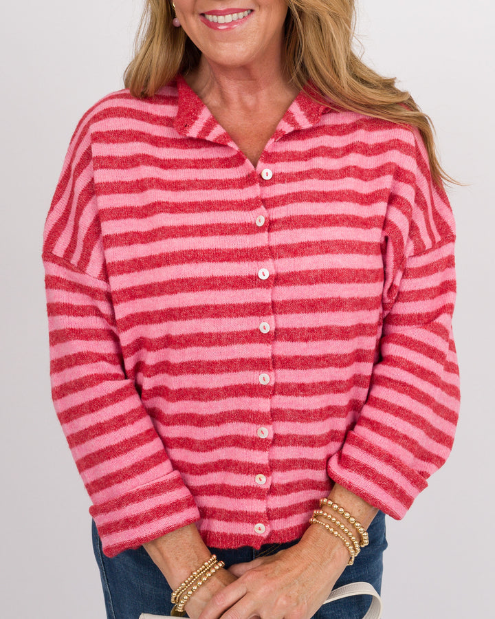Piper Cardigan - Red Stripe