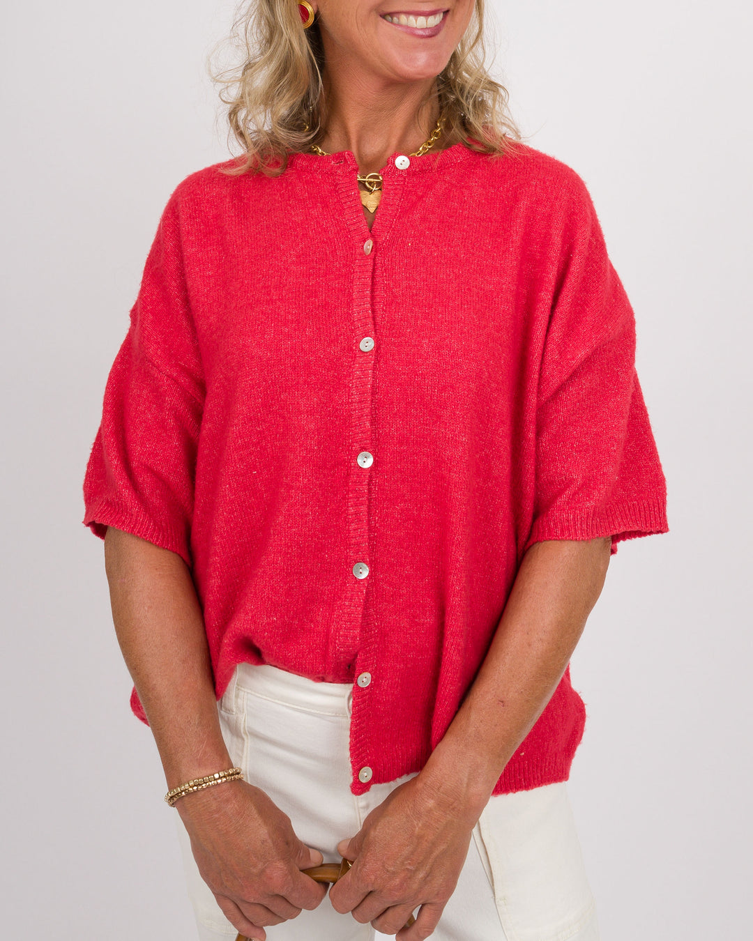 Etta Red Cardigan Sweater