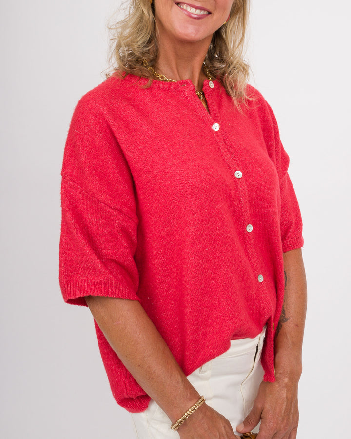 Etta Red Cardigan Sweater