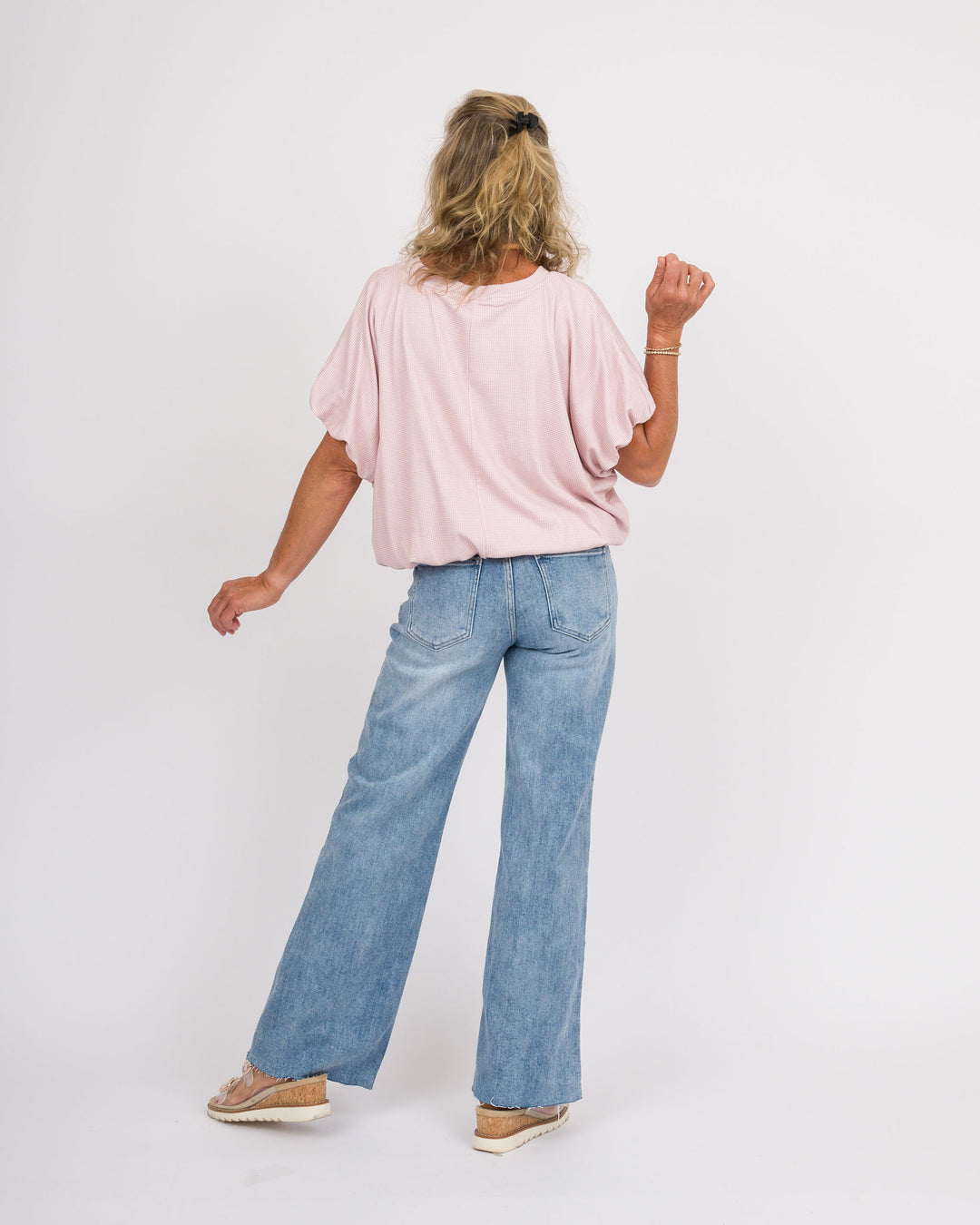 Faye Bubble Hem Top - Light Mauve