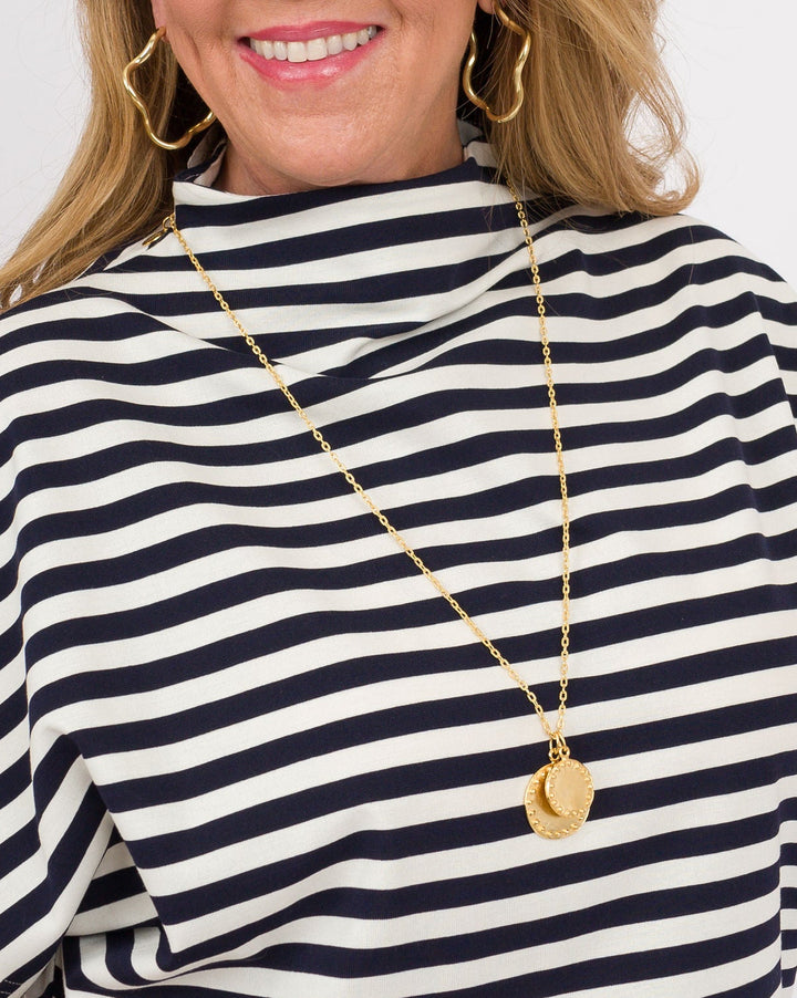 Susan Shaw Gold Double Circle with Dots Gold Chain Necklace