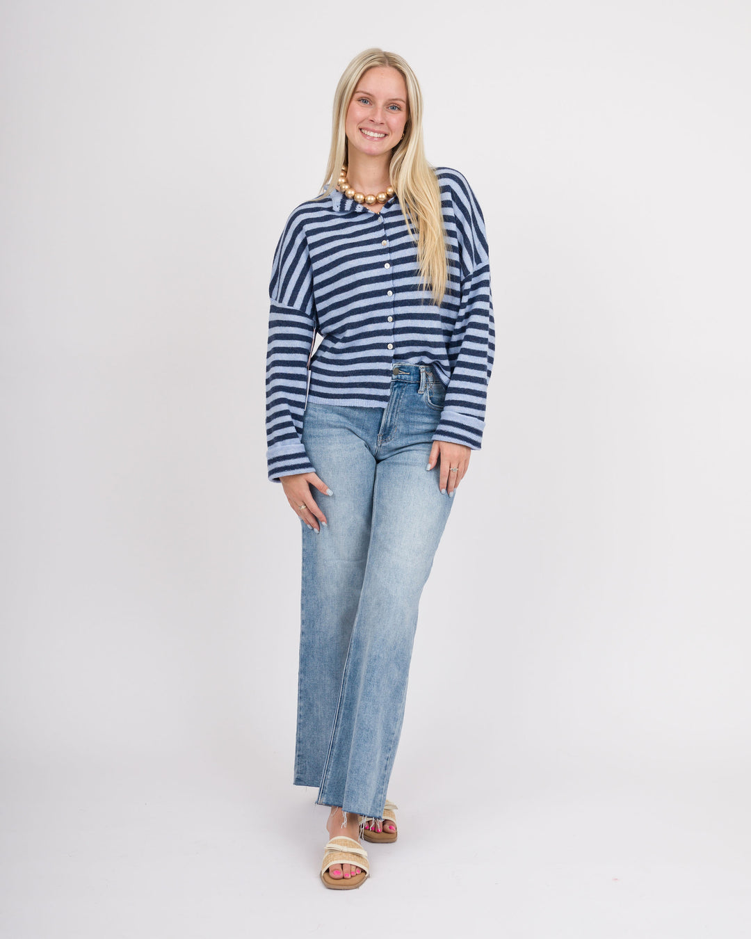 Piper Cardigan - Blue Stripe