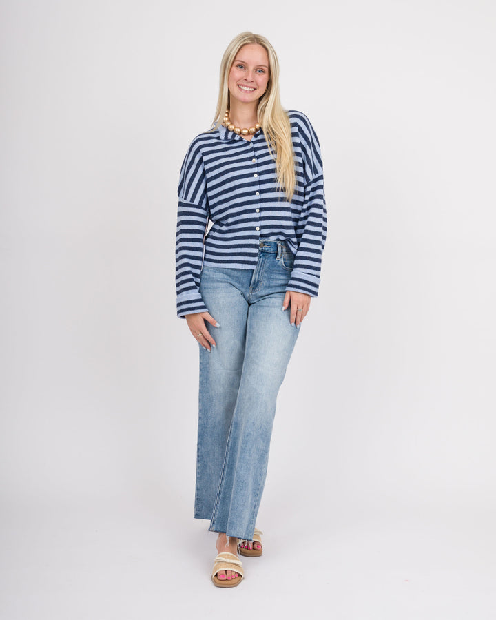 Piper Cardigan - Blue Stripe
