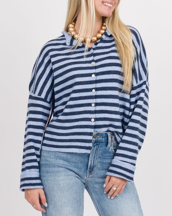 Piper Cardigan - Blue Stripe