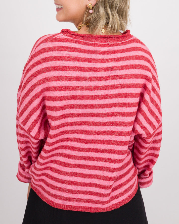 Piper Cardigan - Red Stripe