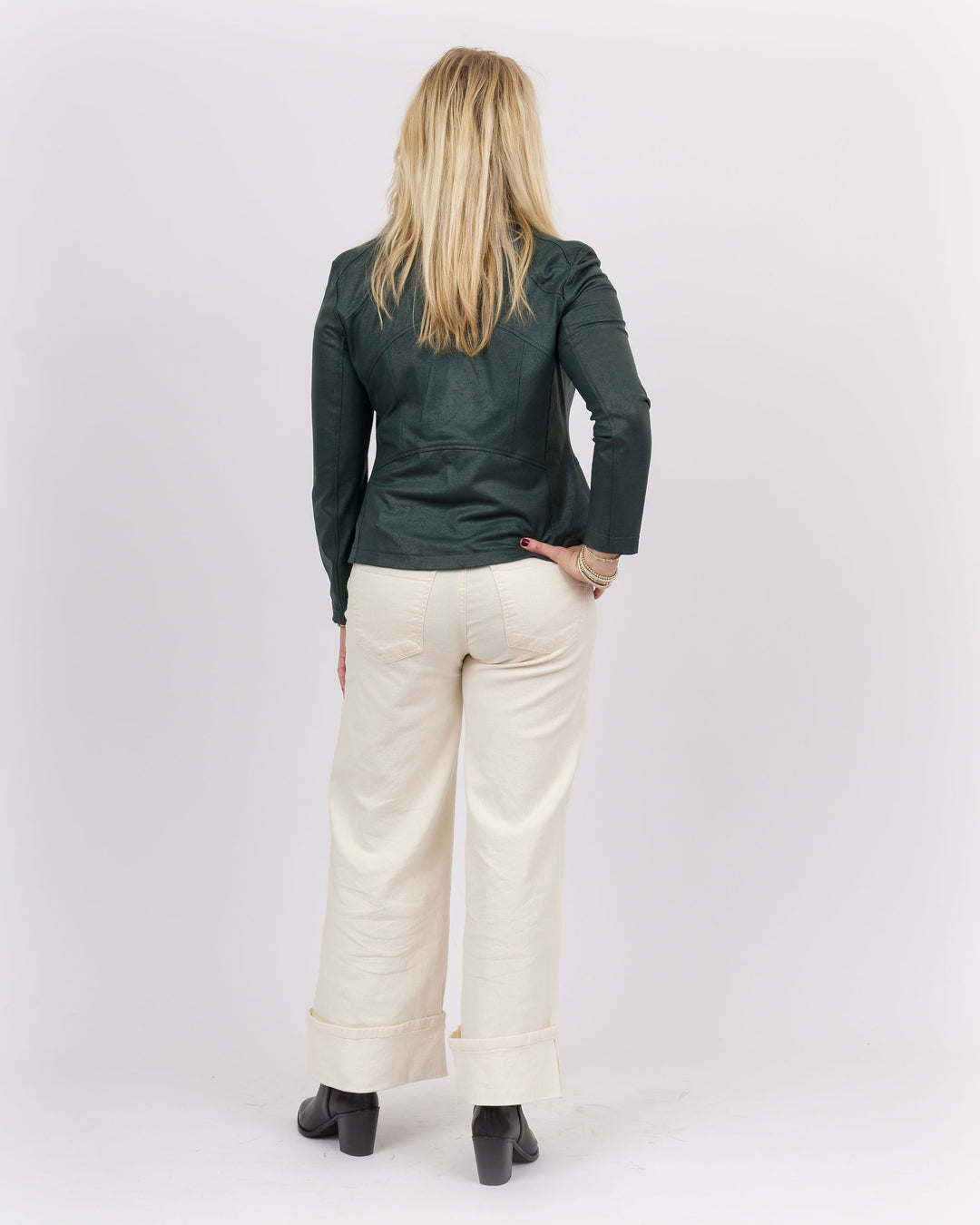 Clara Sunwoo Leather Knit Jacket - Hunter Green