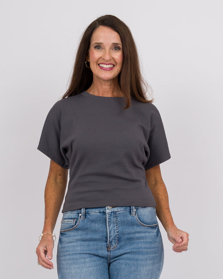 Angel Crew Neck Top Charcoal