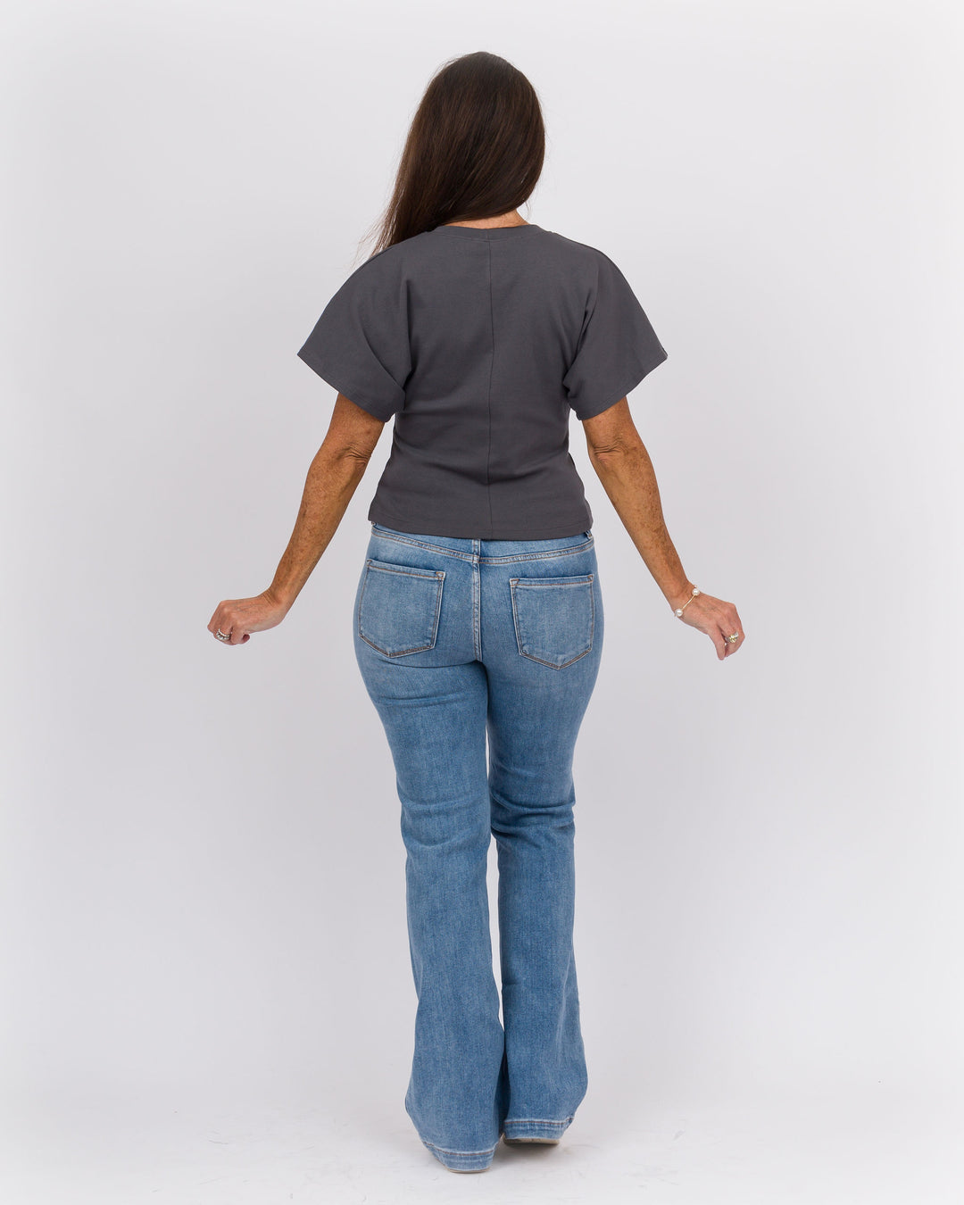 Angel Crew Neck Top Charcoal