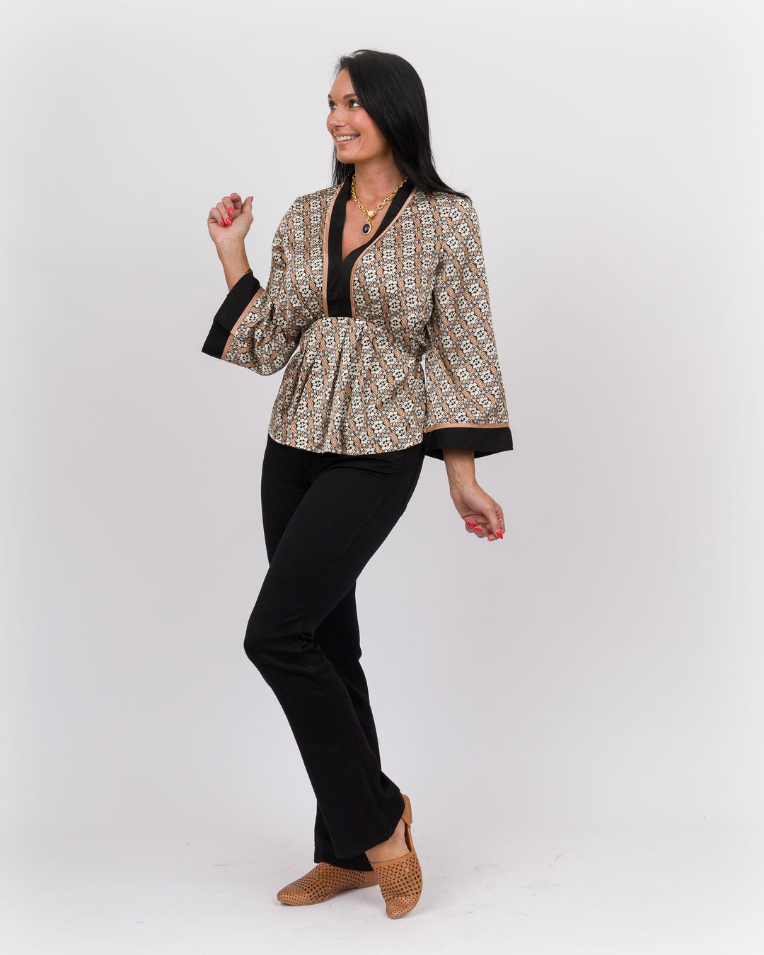 Natasha Tie Front Top Brown