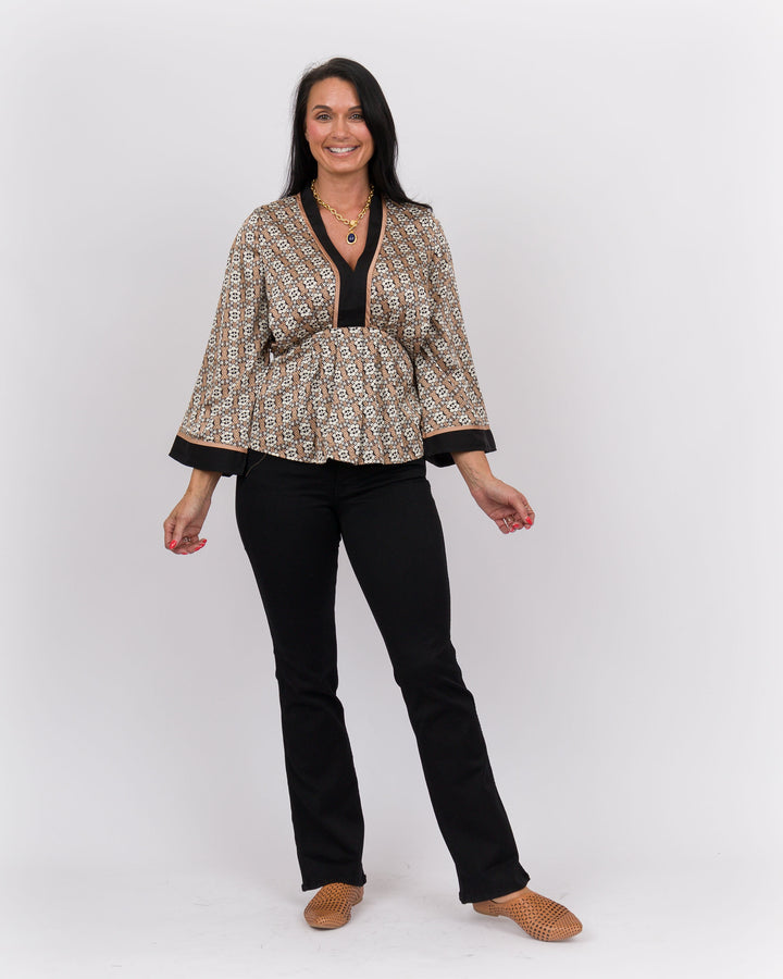 Natasha Tie Front Top Brown