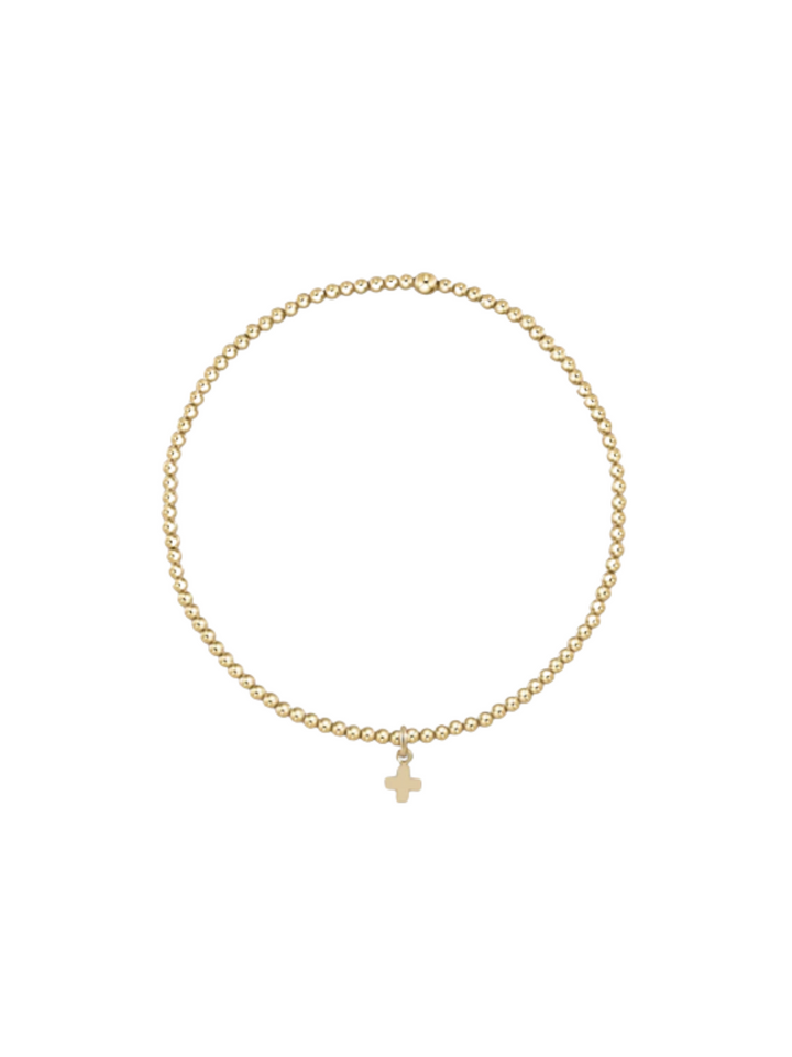 enewton Classic Gold 2mm Bead Bracelet Small Cross Charm