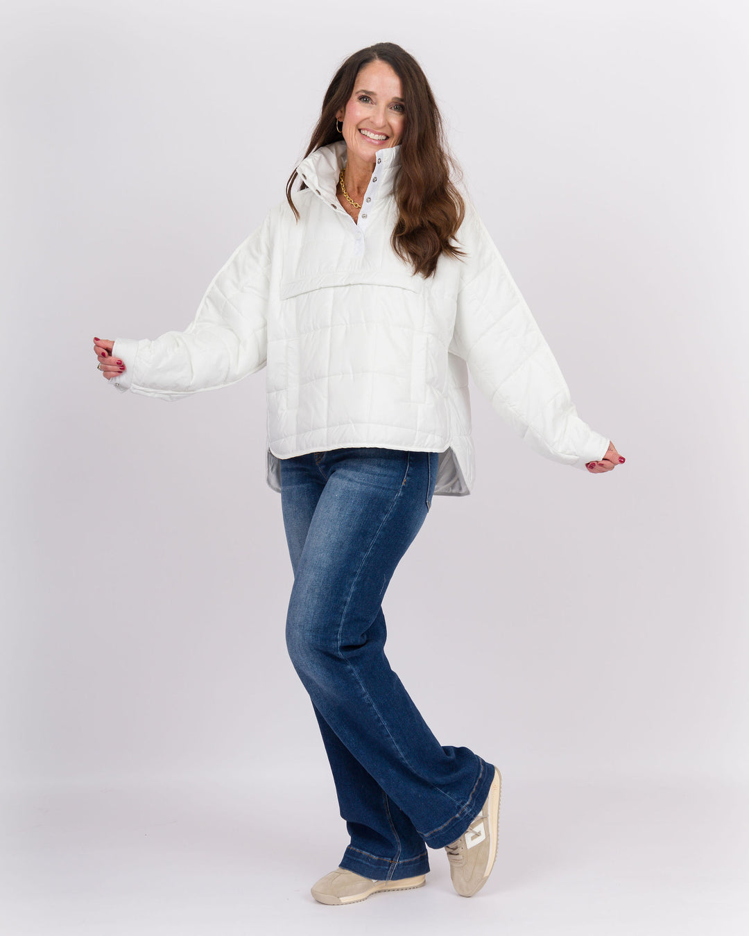 White Puffer Pullover Jacket