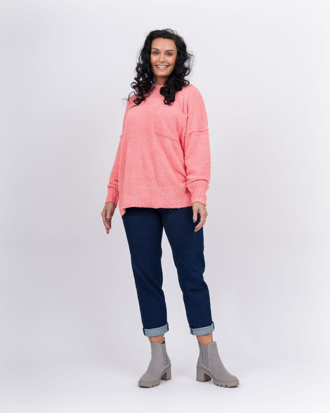 Mud Pie Rome Chenille Sweater- Coral