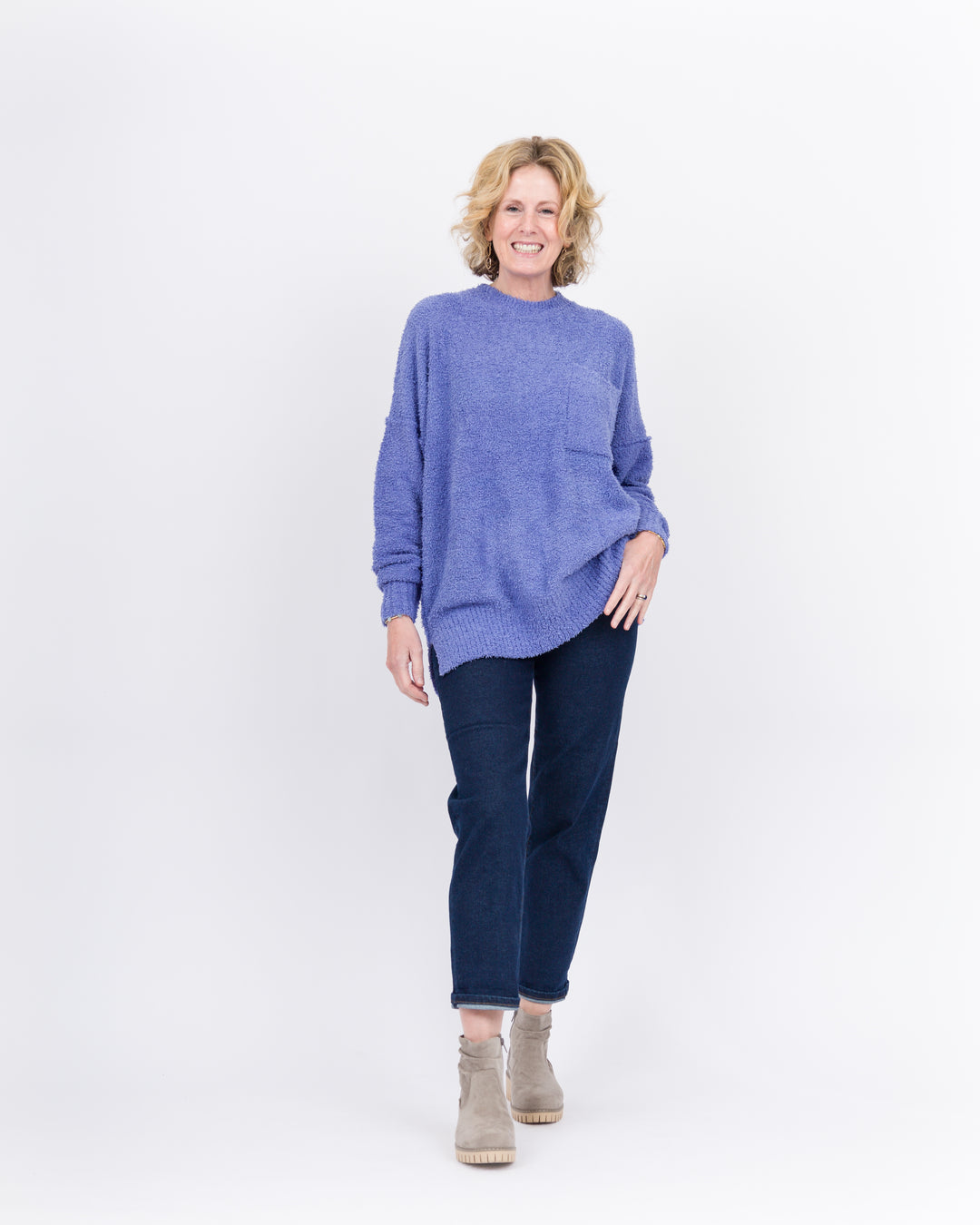 Mud Pie Rome Chenille Sweater- Blue