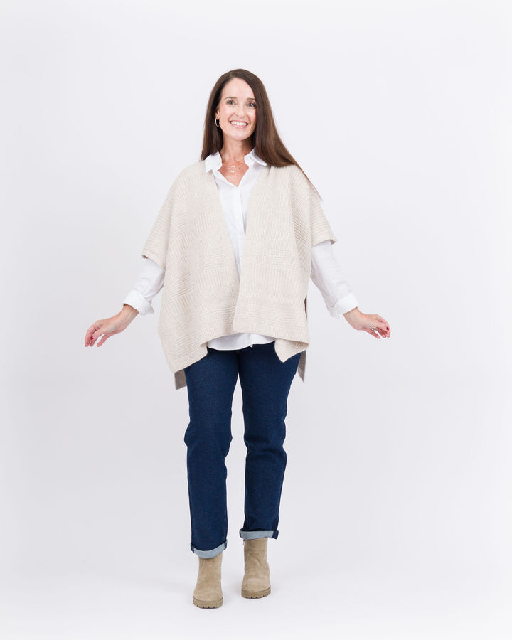 Neve Rib Knit Stripe Cardigan - Oatmeal