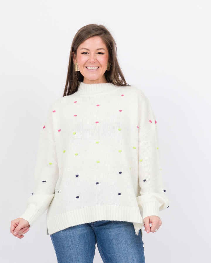 Mud Pie Novie Pom Pom Sweater- White