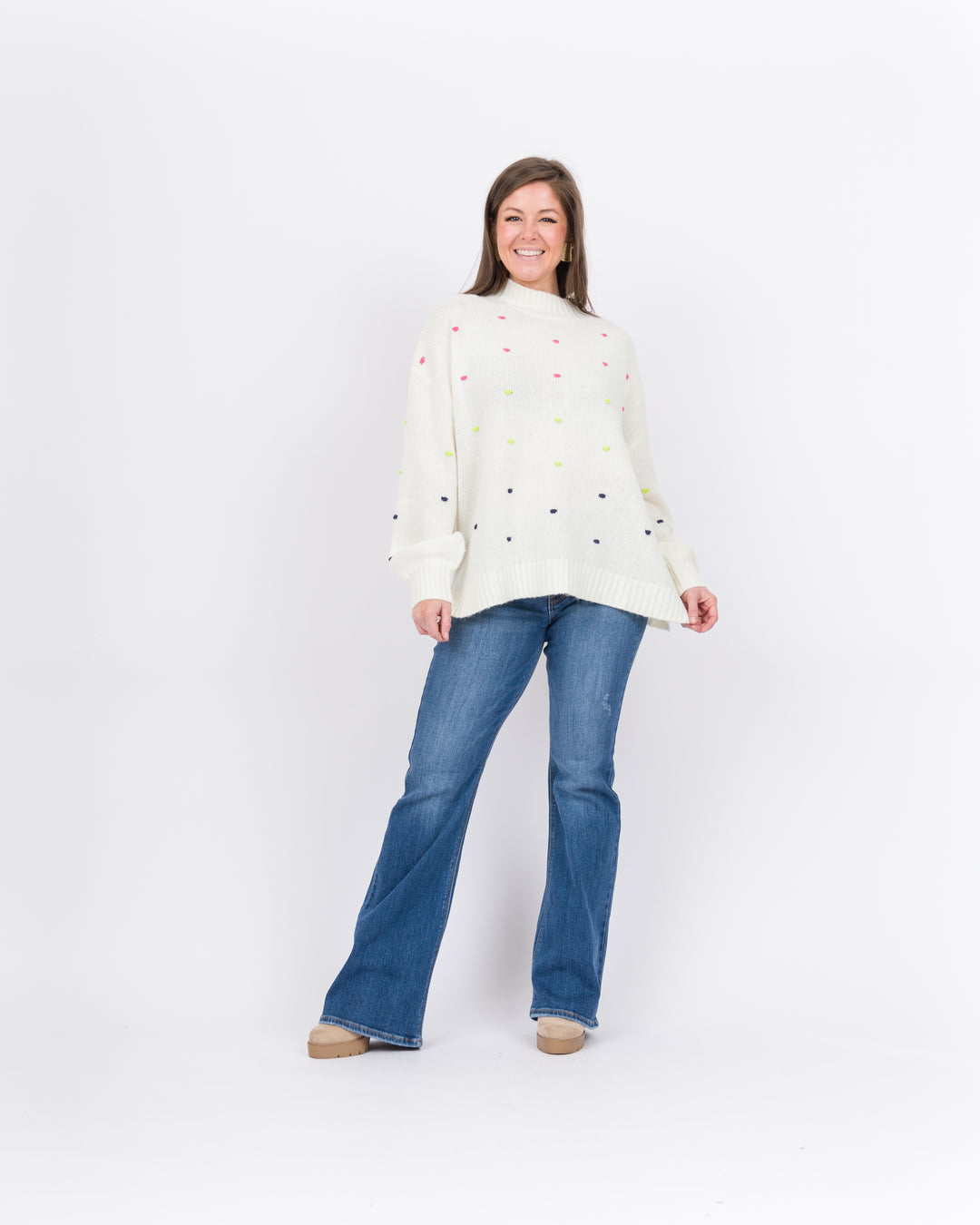 Mud Pie Novie Pom Pom Sweater- White