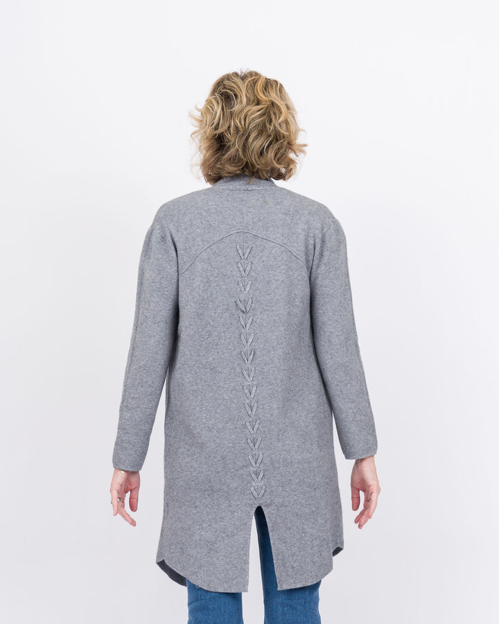 Heavenly-Luxe Long Cardigan with Lattice Back - Grey