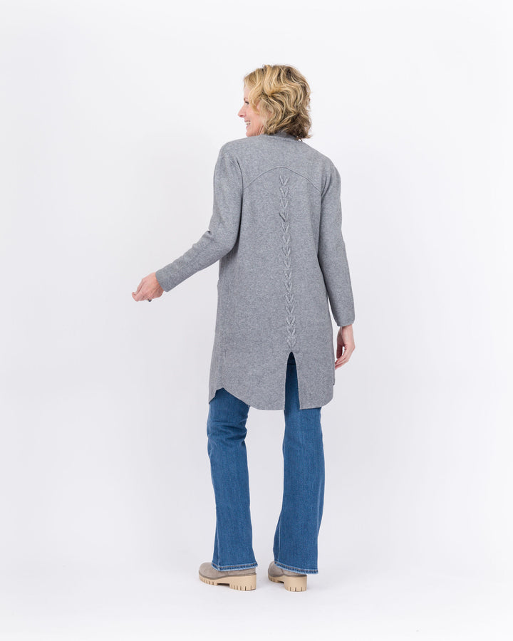 Heavenly-Luxe Long Cardigan with Lattice Back - Grey