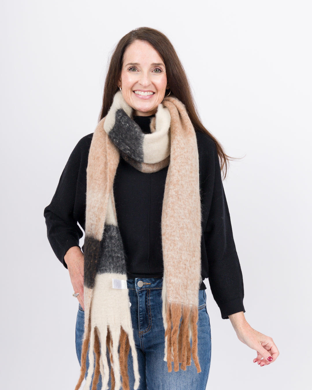 Mud Pie Neutral Check Scarf - Tan