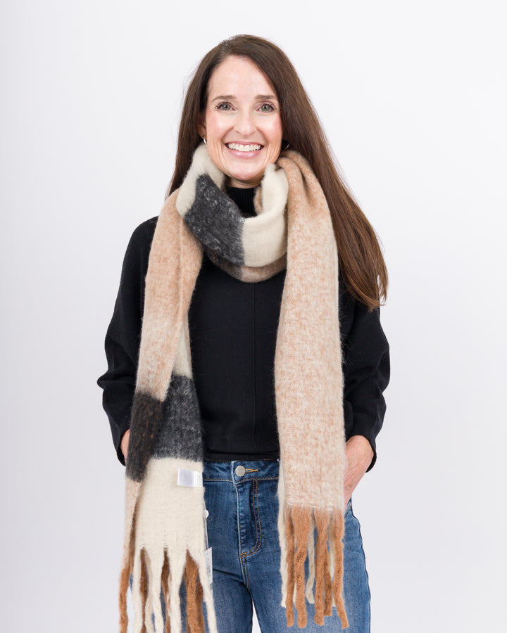 Mud Pie Neutral Check Scarf - Tan