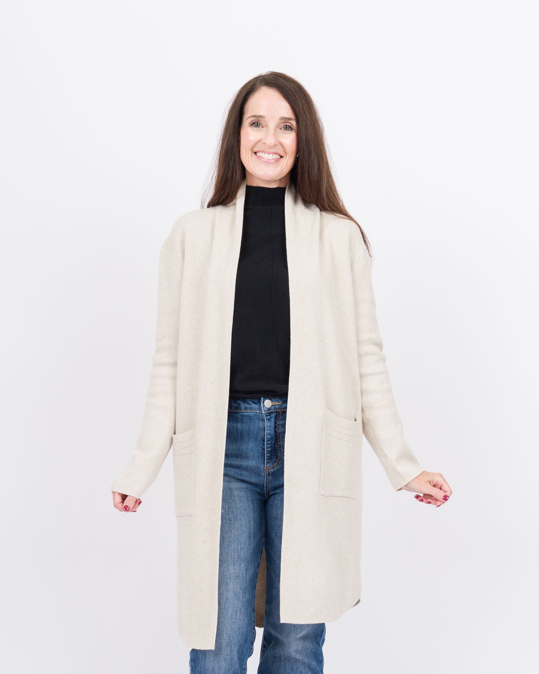 Oatmeal long cardigan hotsell