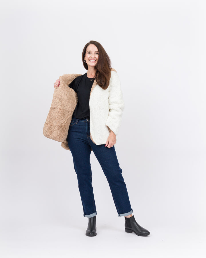 Ivory Hooded Sherpa Jacket