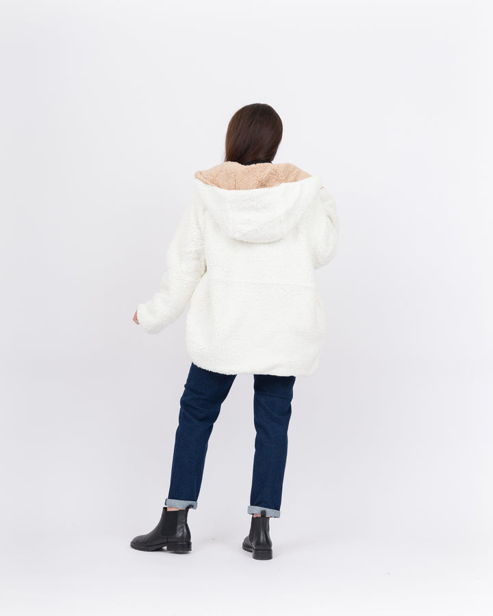 Ivory Hooded Sherpa Jacket