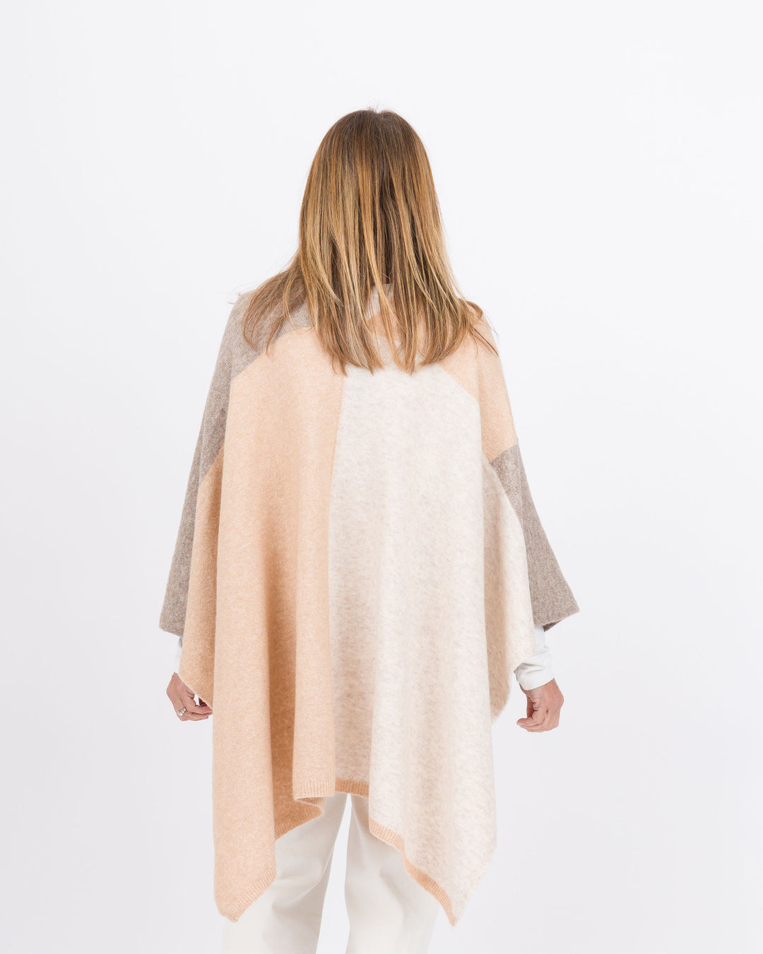 Everly Supersoft Button Front Poncho - Brown/Beige