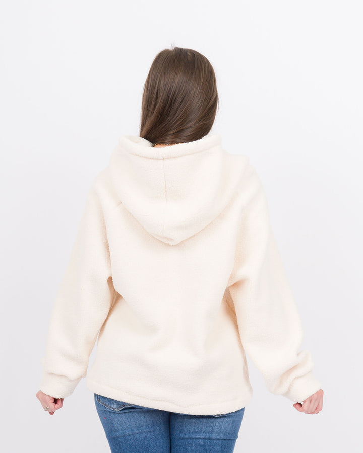 Mackenzie Brushed Half-Zip Hooded Sweatshirt - Cream