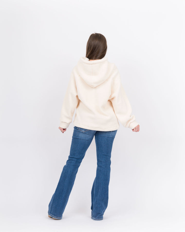 Mackenzie Brushed Half-Zip Hooded Sweatshirt - Cream