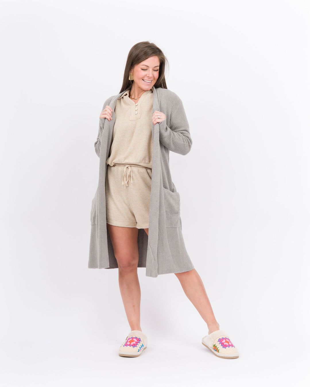 Barefoot Dreams Ribbed Robe-Dove Gray