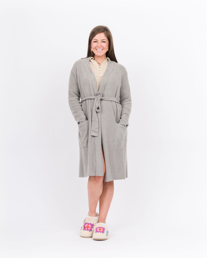 Barefoot Dreams Ribbed Robe-Dove Gray