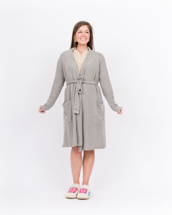 Barefoot Dreams Ribbed Robe-Dove Gray