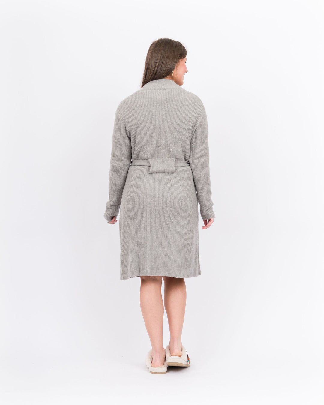 Barefoot Dreams Ribbed Robe-Dove Gray