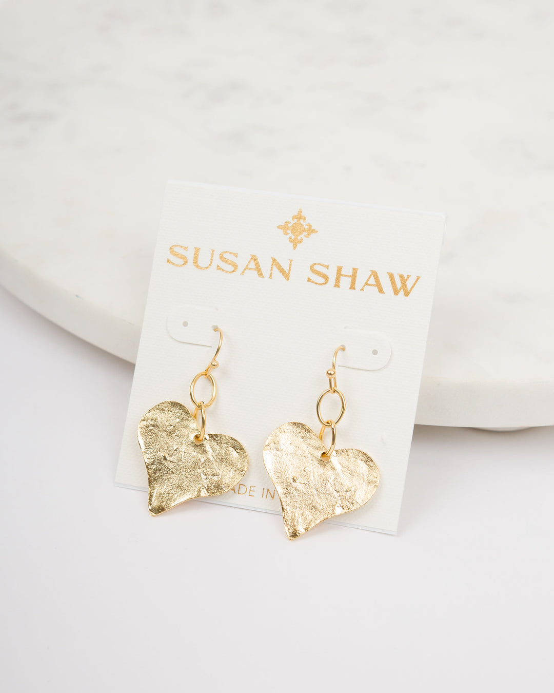 Susan Shaw Heart Earrings - Gold