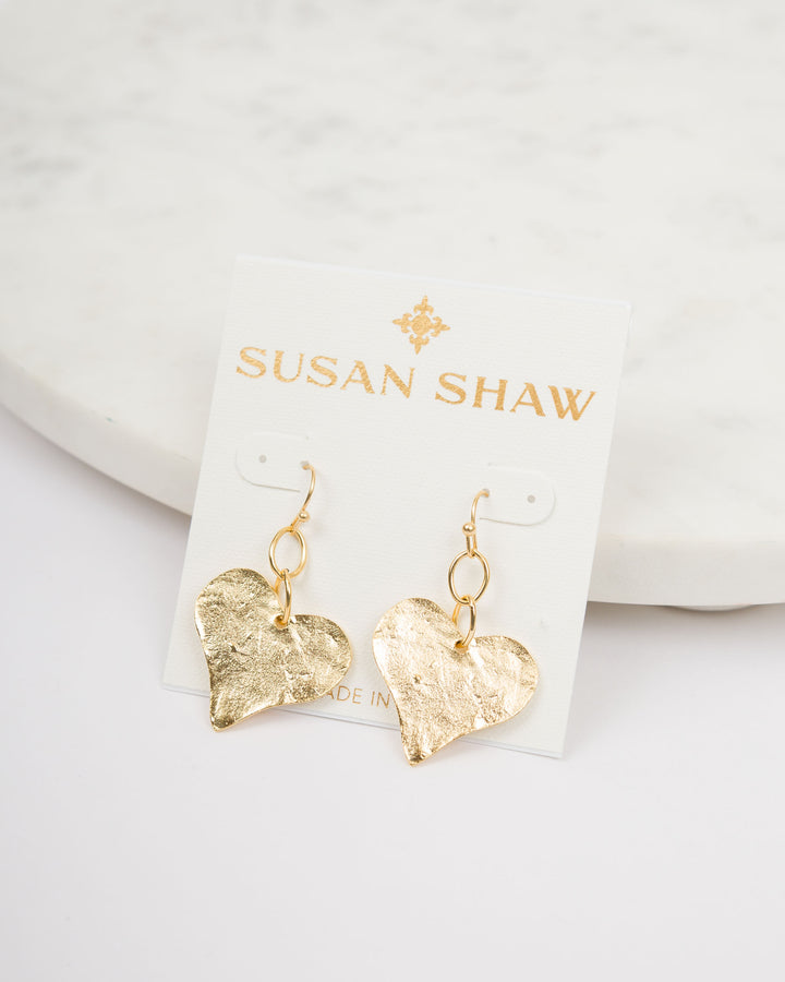 Susan Shaw Heart Earrings - Gold