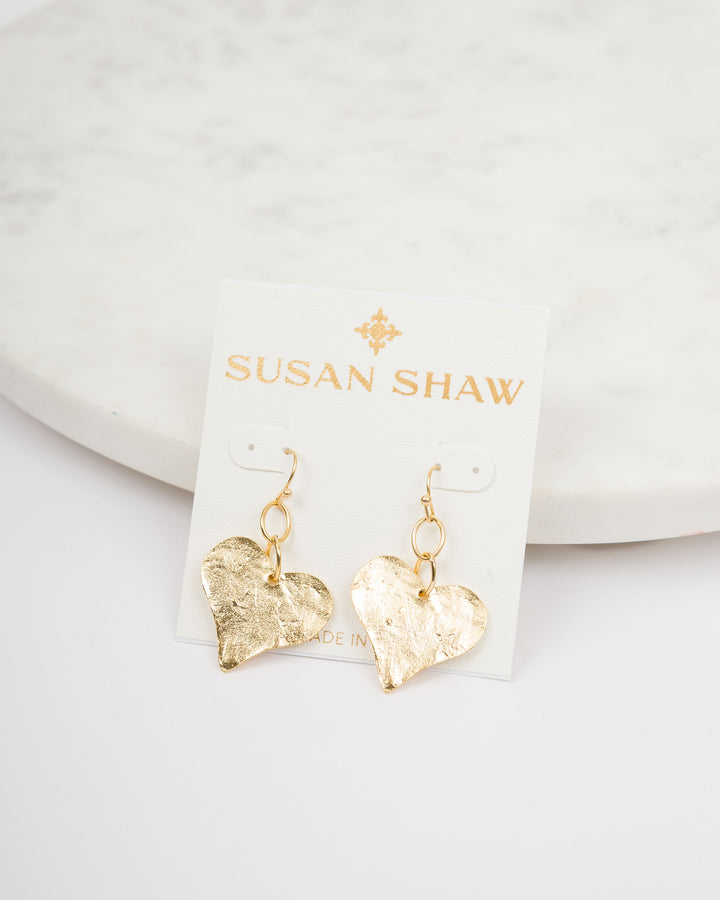 Susan Shaw Heart Earrings - Gold
