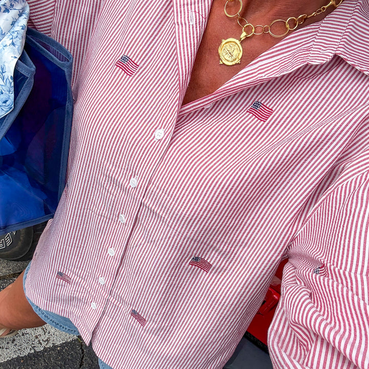 Striped Flag Top - Red &amp; White
