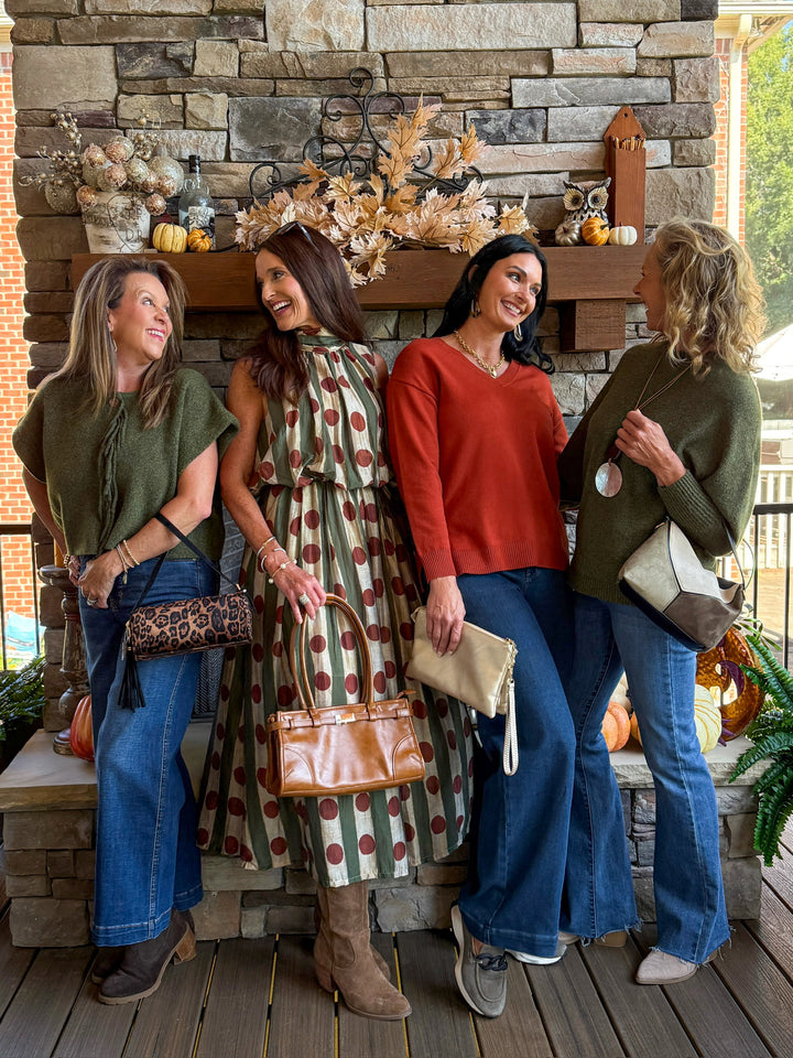Heart of Pine Jalissa Ribbed V-Neck Sweater - Copper
