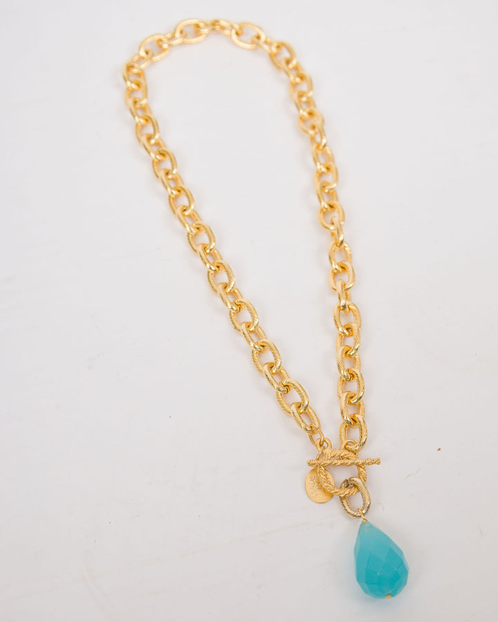 Susan Shaw Gigi Aqua Quartz Toggle Necklace