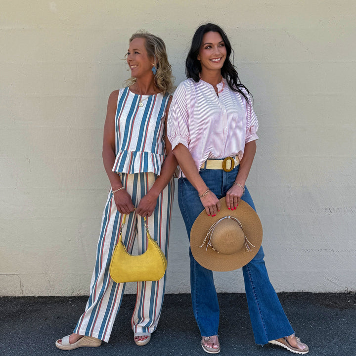 Vintage Striped Peplum Top