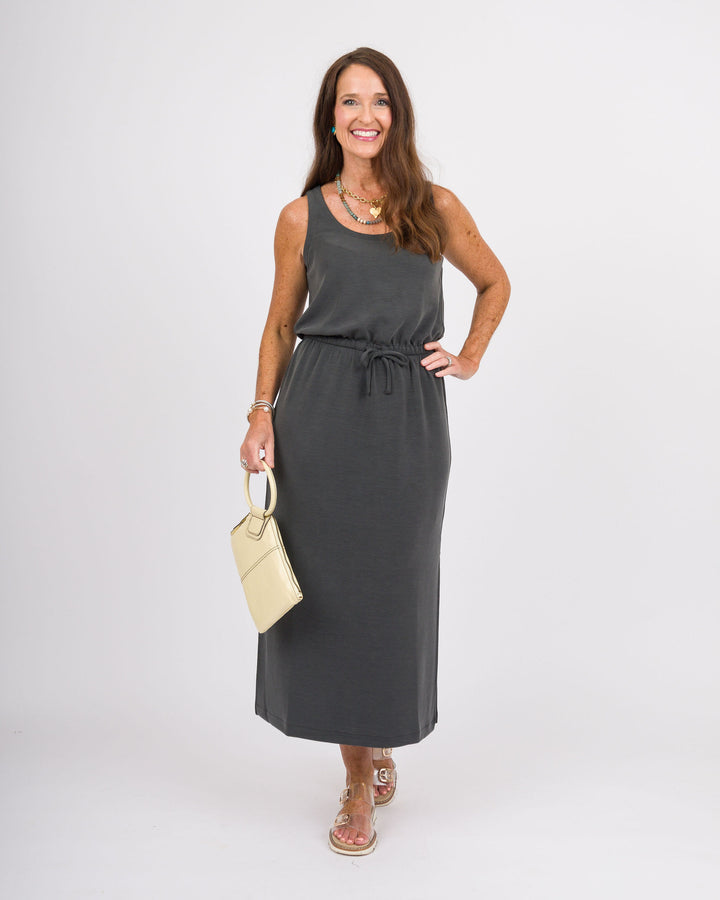 Spanx Air Essentials Cinched Maxi Tank Dress - Washed Graphite