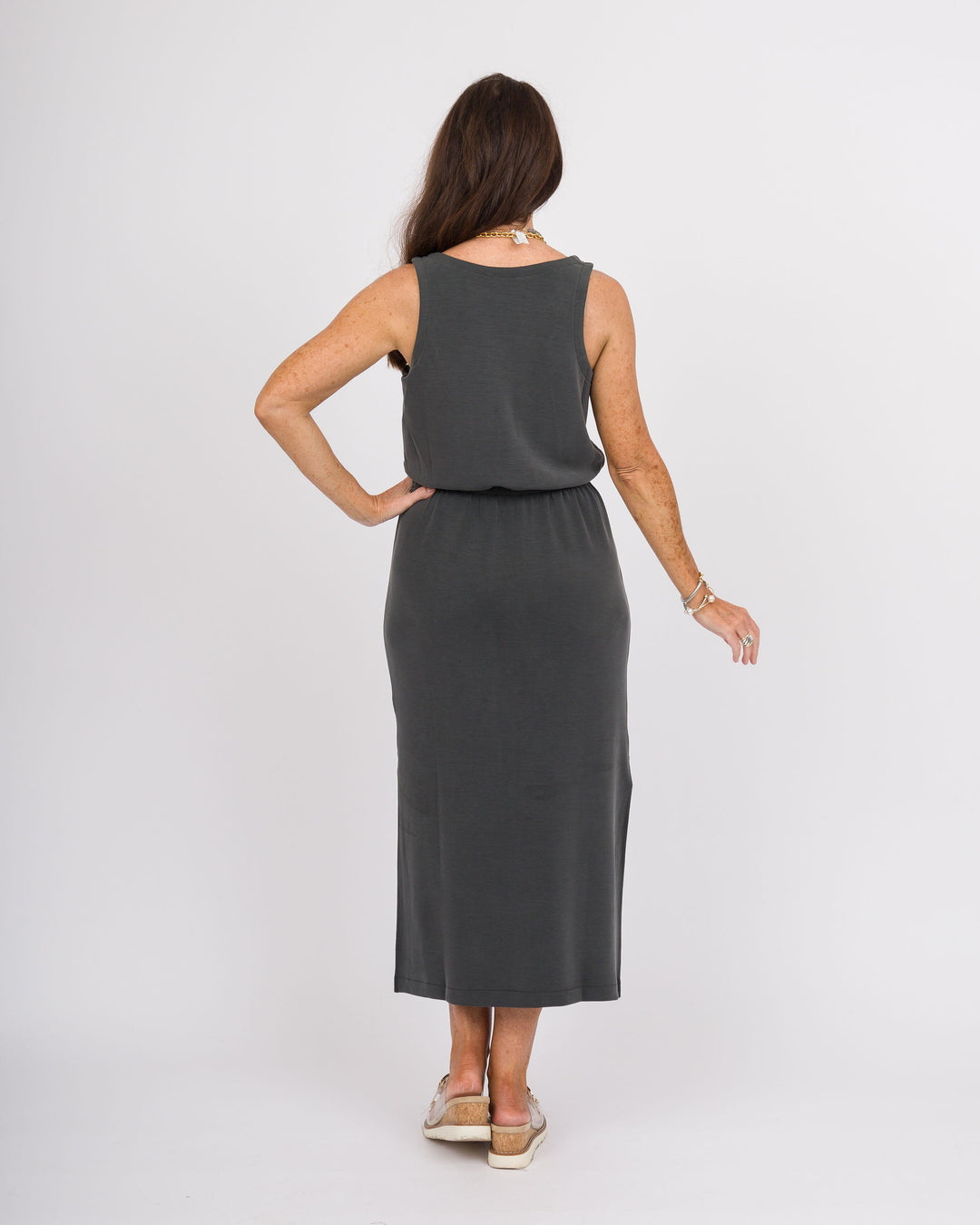 Spanx Air Essentials Cinched Maxi Tank Dress - Washed Graphite