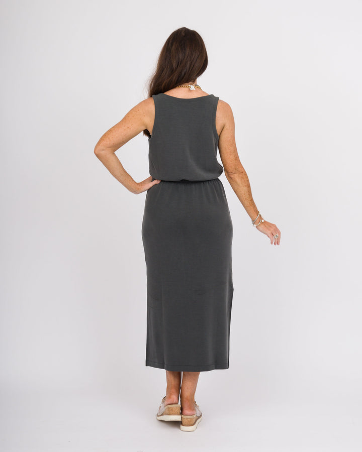Spanx Air Essentials Cinched Maxi Tank Dress - Washed Graphite